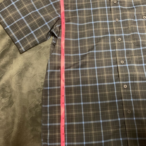 George | Men’s | Short Sleeve, Collared Button Down | Dark Gray & Blue Plaid | M - Picture 5 of 8